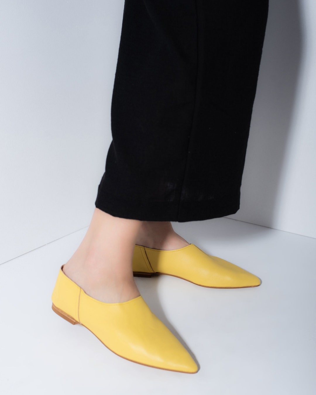 slip on leather mules womens