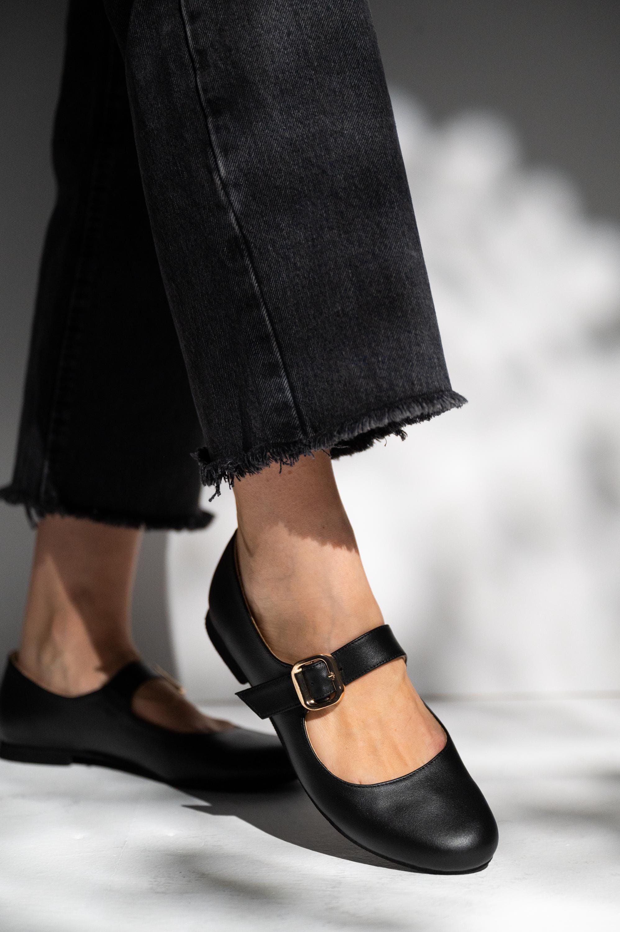 Handmade Black Leather Mary Jane Flats – Retro Bar Shoes - Etsy