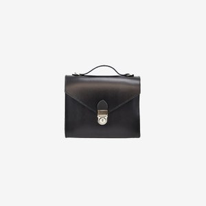 Small leather crossbody bag, women shoulder bag, women leather bag, classic bag, black color - SARAH