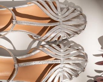 Silver Dress Shoes for Women, Bridal Flats, Wedding Shoes, Ballet Flats, Reception Shoes