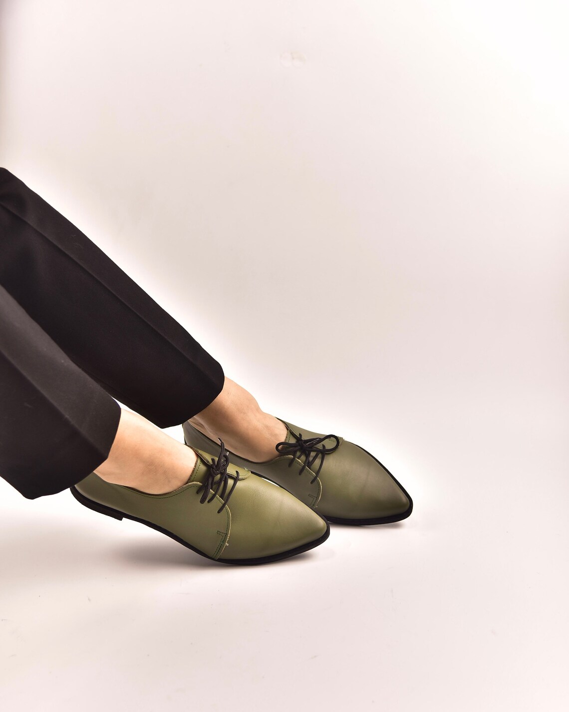 Oxford Woman Shoes Green Leather Shoes Leather Shoes Oxford Etsy