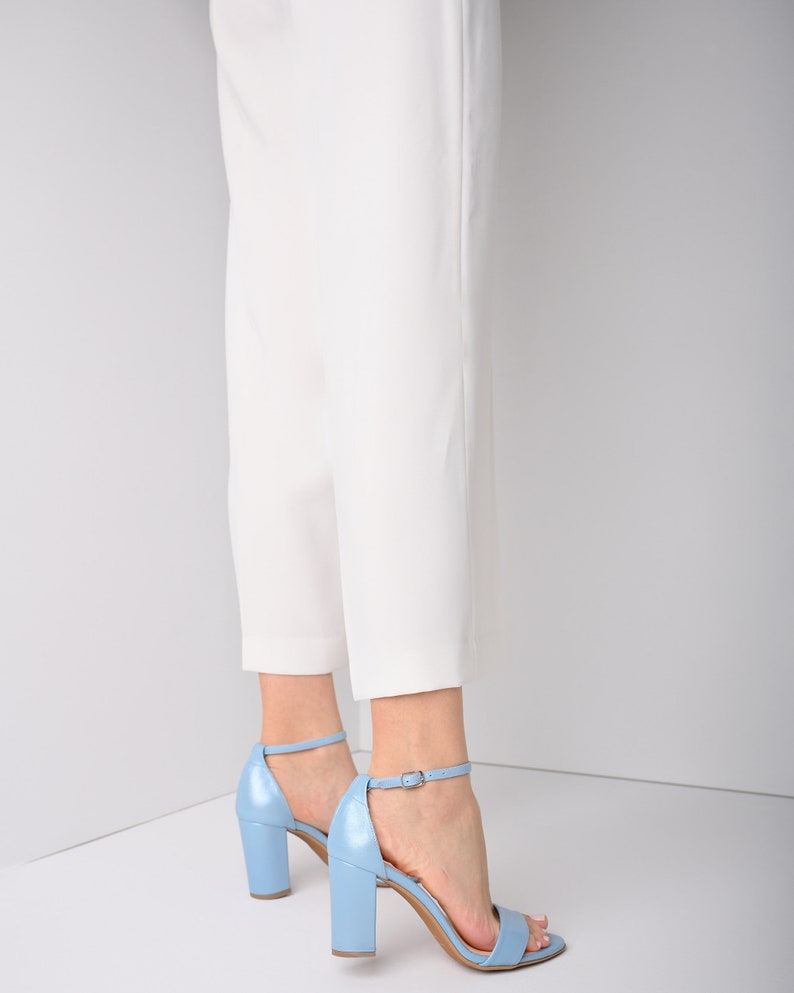 Wedding Shoes blue, Bridal shoes, Wedding heels, Sandals for wedding, Blue heels, Wedding block heels, Sandals for bride Alexandra image 2