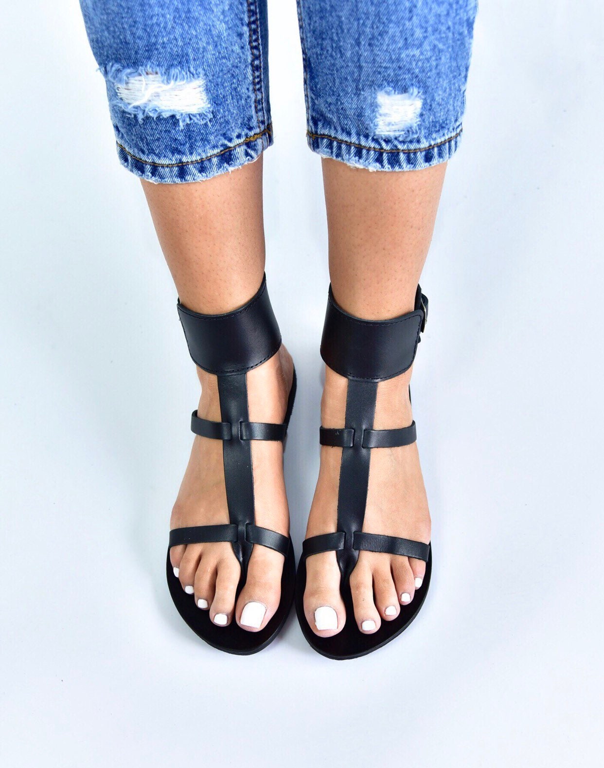 Leather sandals Black sandals Women sandals Greek sandals | Etsy