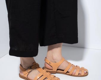 Leather Gladiator Sandals: Handmade Greek Style Women's Sandals