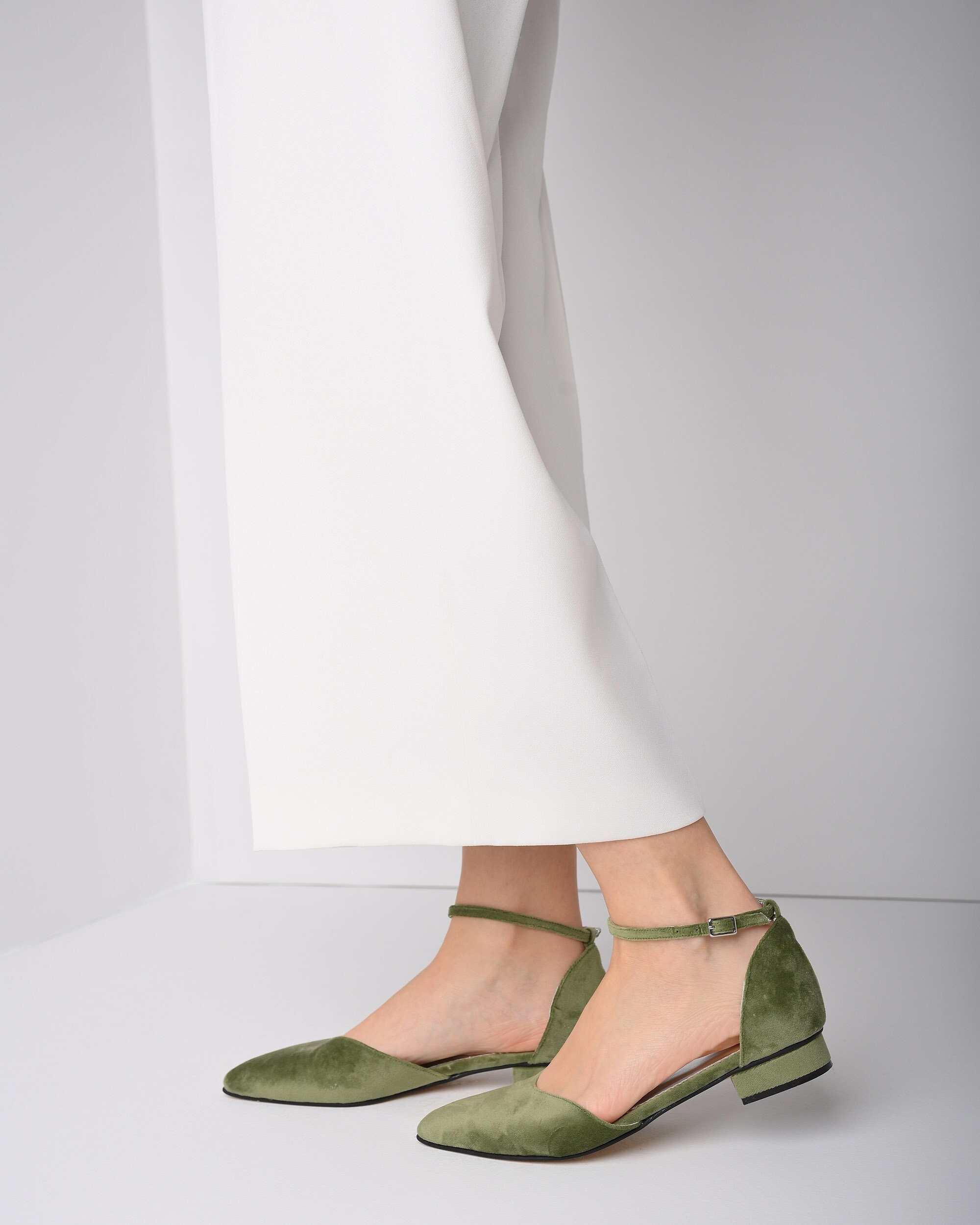 Forest green flat shoes sales