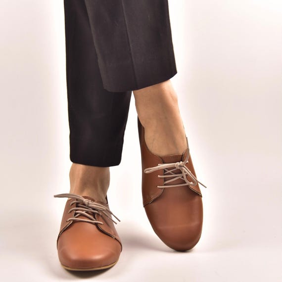 Brown Leather Oxford Shoes, Handmade Office Shoes