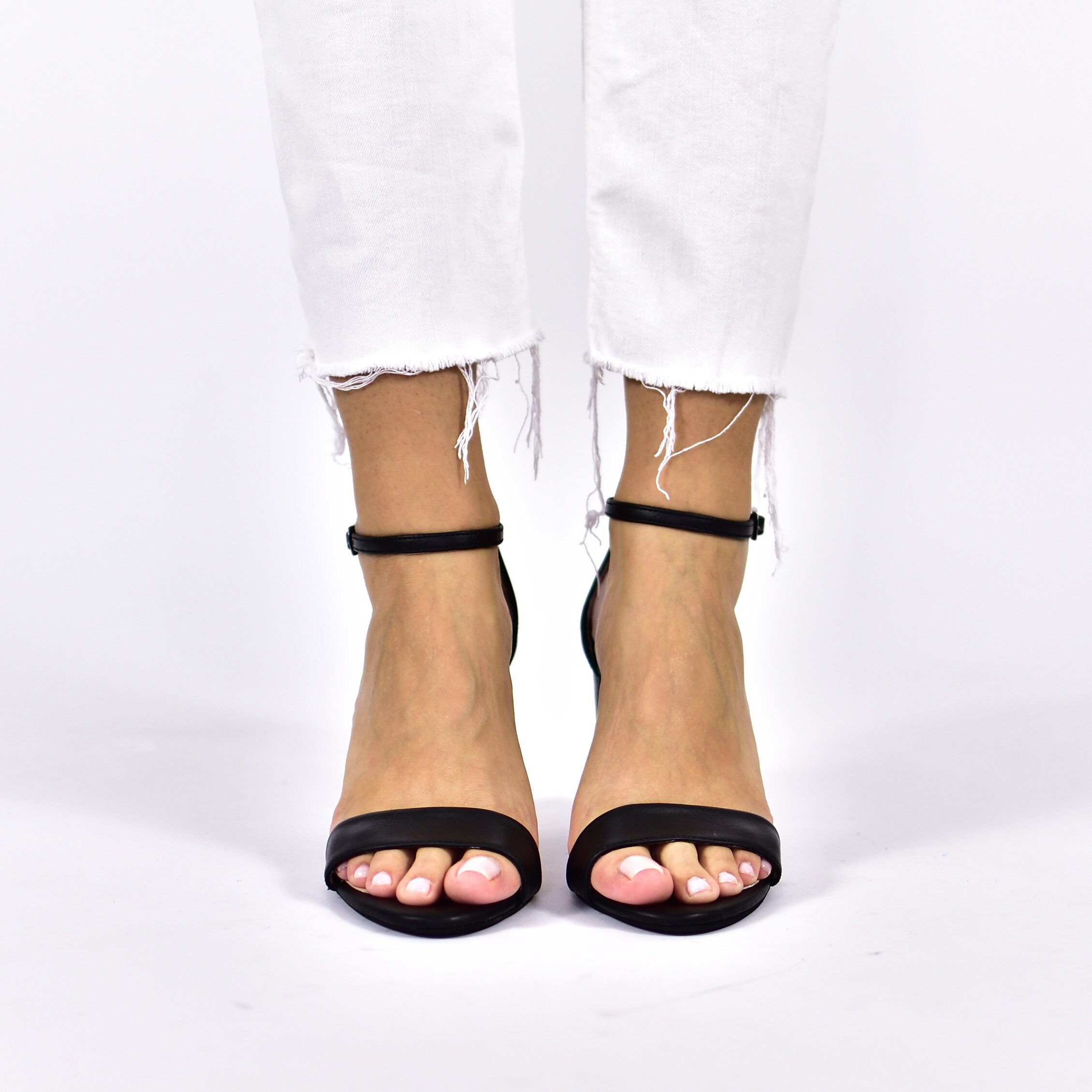 Black one strap heel online