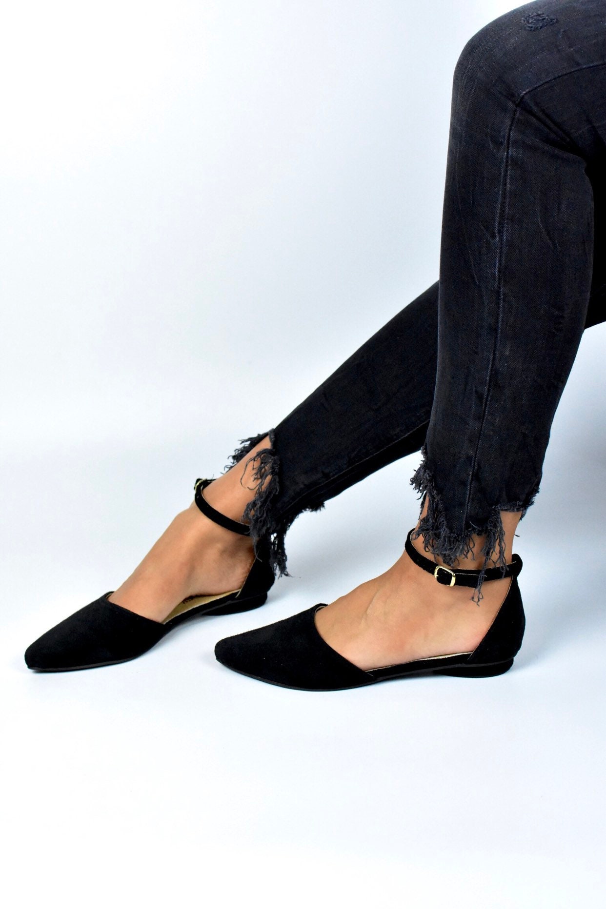 Black Leather Pumps scarlet Leather Pumps Suede Ballet Pumps