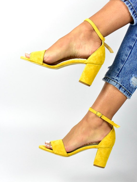 block heels yellow