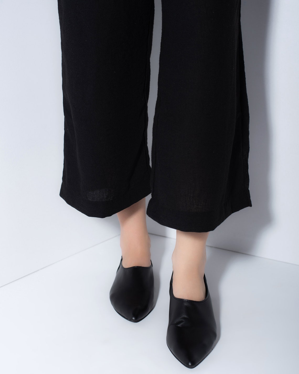 Leather Pointed Loafers