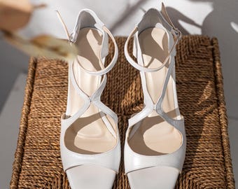 White Leather Bridal Shoes – Elegant Wedding Stiletto Shoes