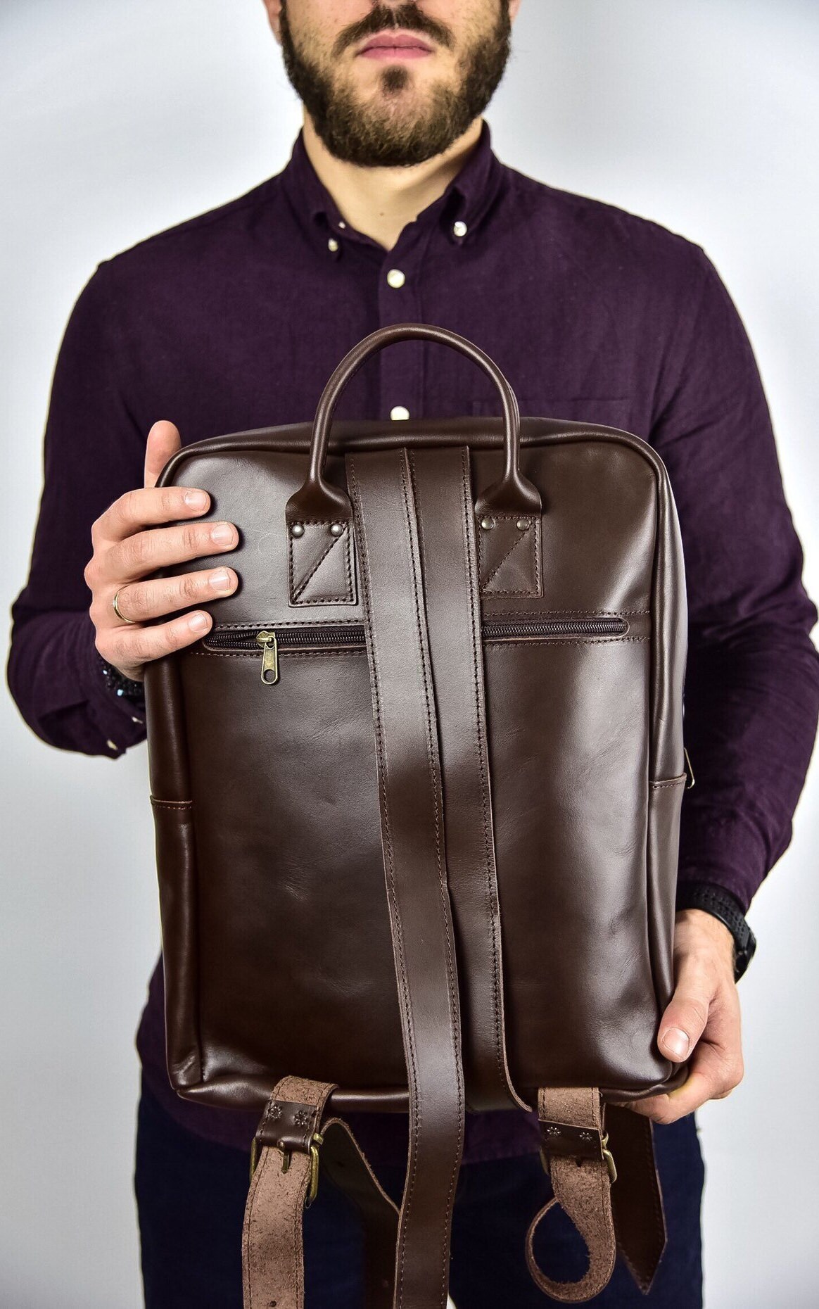 Premium Large Leather Backpack Men Backpack Laptop Backpack Etsy UK