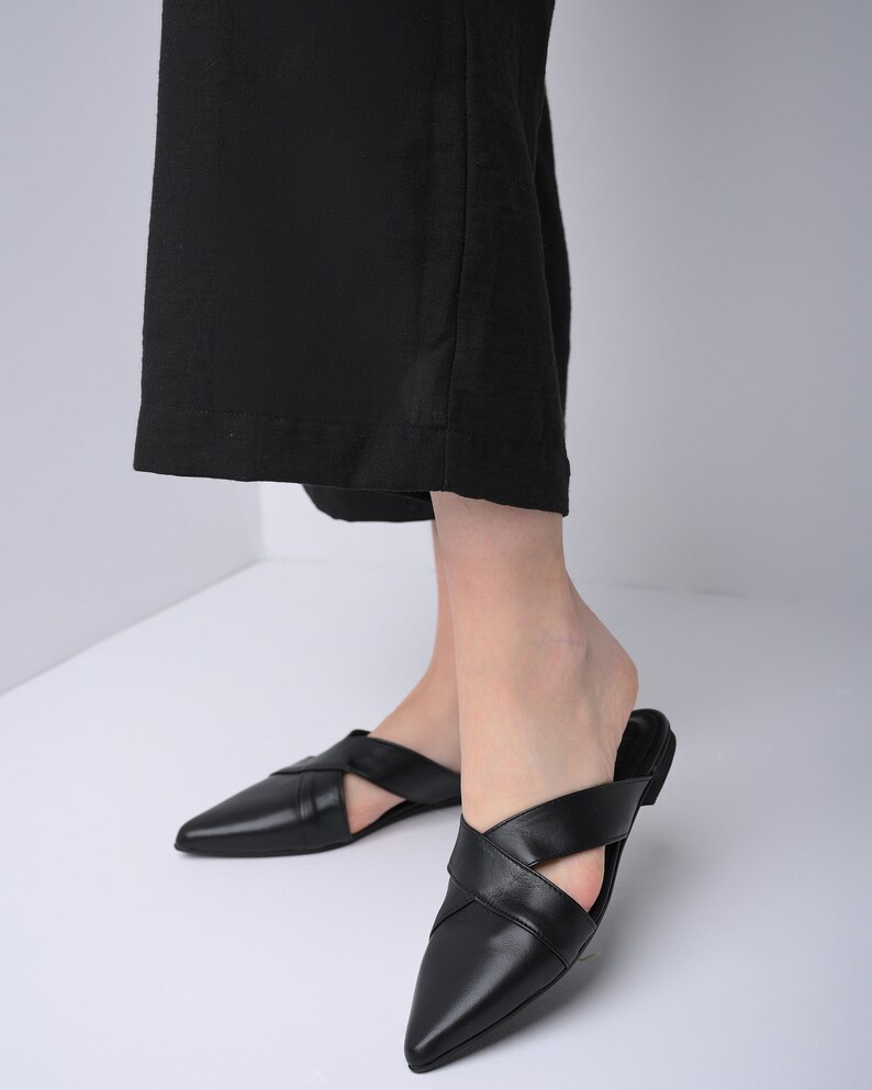 Black mules, women's mules