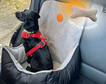 Asiento de coche para perros premium para asientos delanteros y traseros | Comodidad y seguridad garantizadas