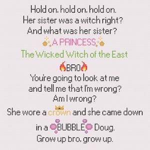 The Wicked Witch of the East, Bro! Cross Stitch Pattern