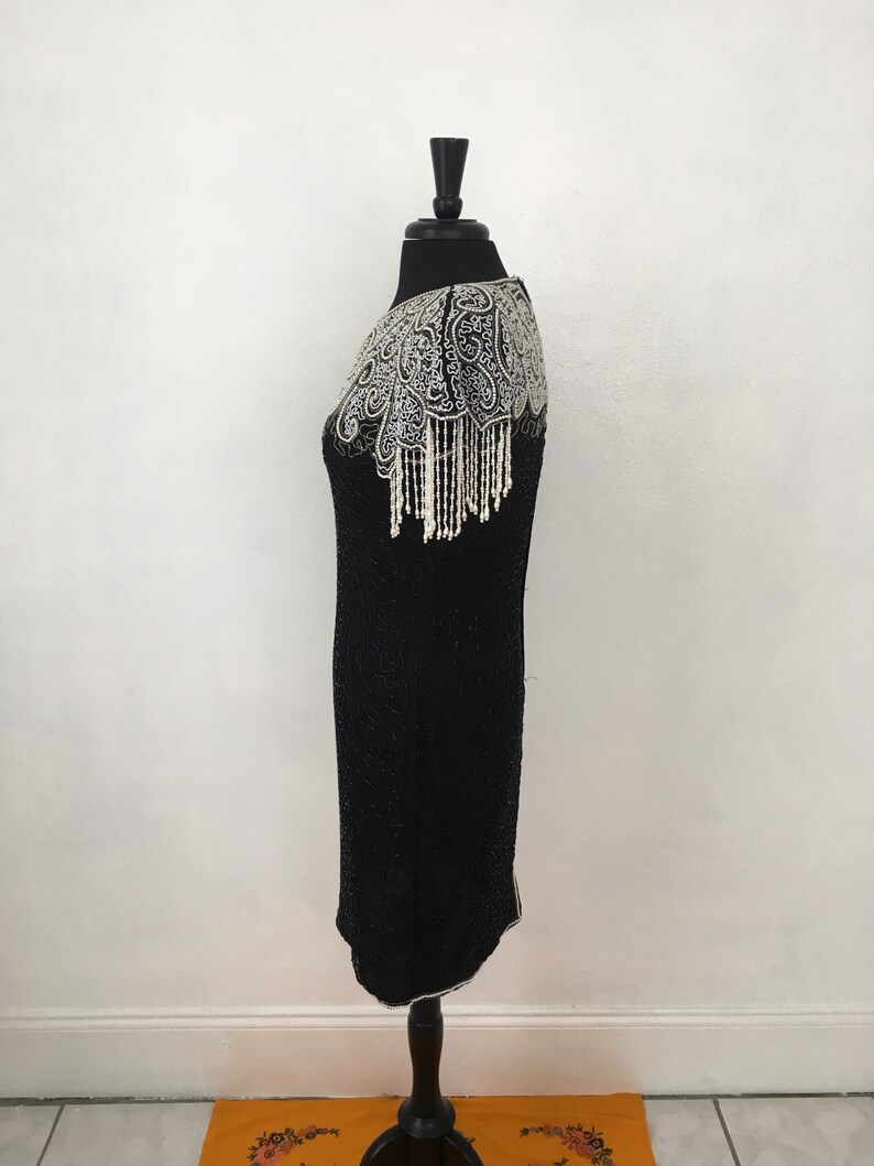 SCALA Beaded Black Formal Pearl Dress