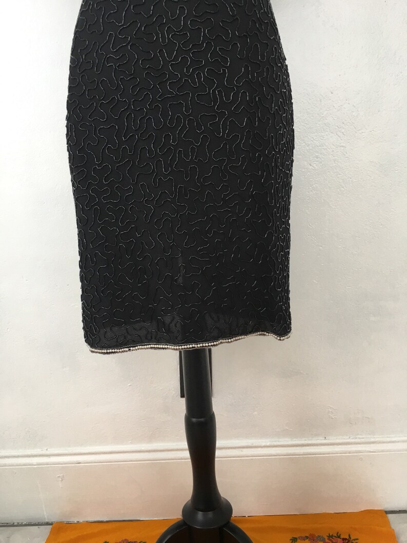 SCALA Beaded Black Formal Pearl Dress