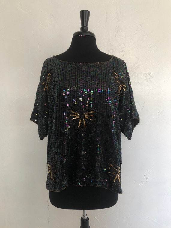 Jewel Queen 70's Sequin and Gold Bows