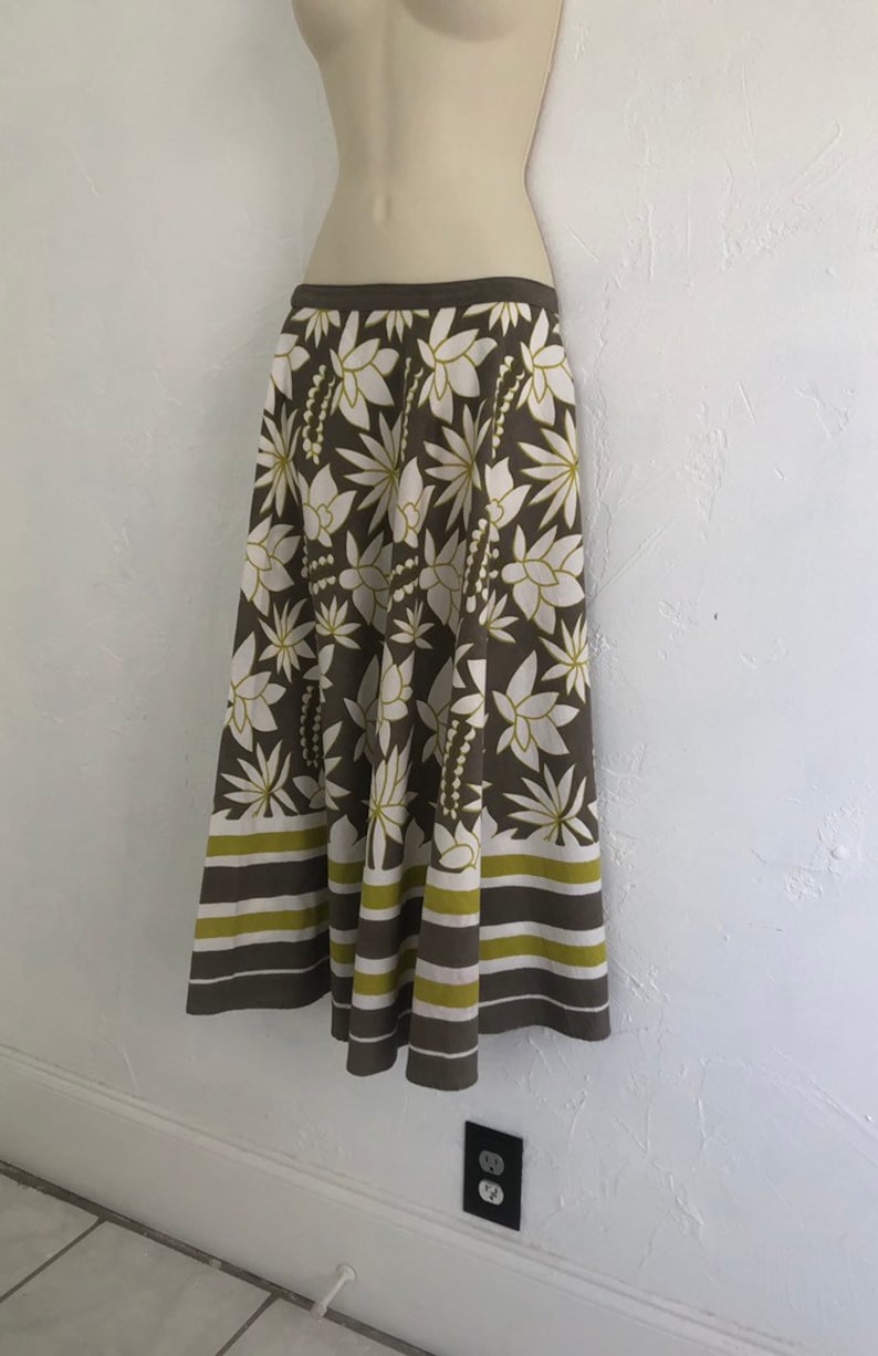 Floral Medium Length Earthy A-Line Skirt