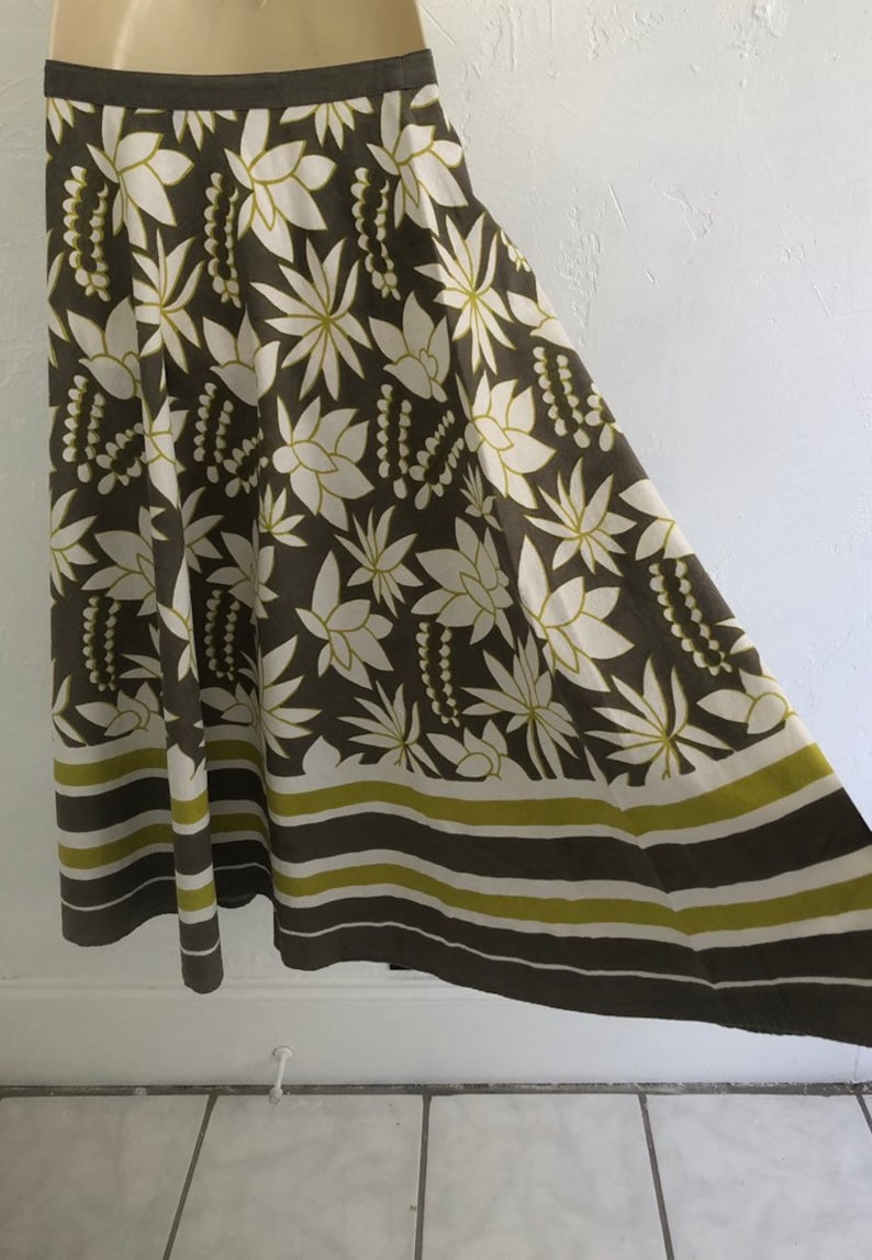 Floral Medium Length Earthy A-Line Skirt
