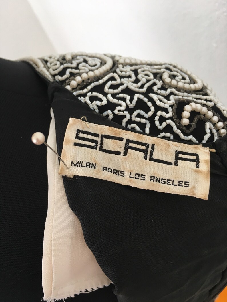 SCALA Beaded Black Formal Pearl Dress