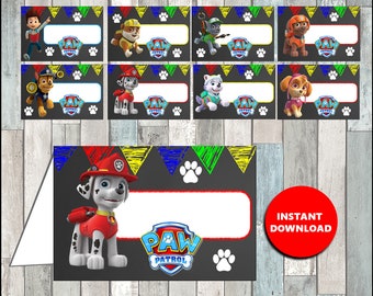 paw patrol label etsy