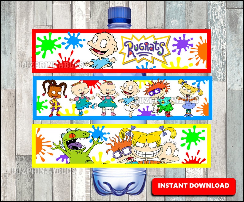 Rugrats Water Bottle labels Rugrats party bottle labels | Etsy