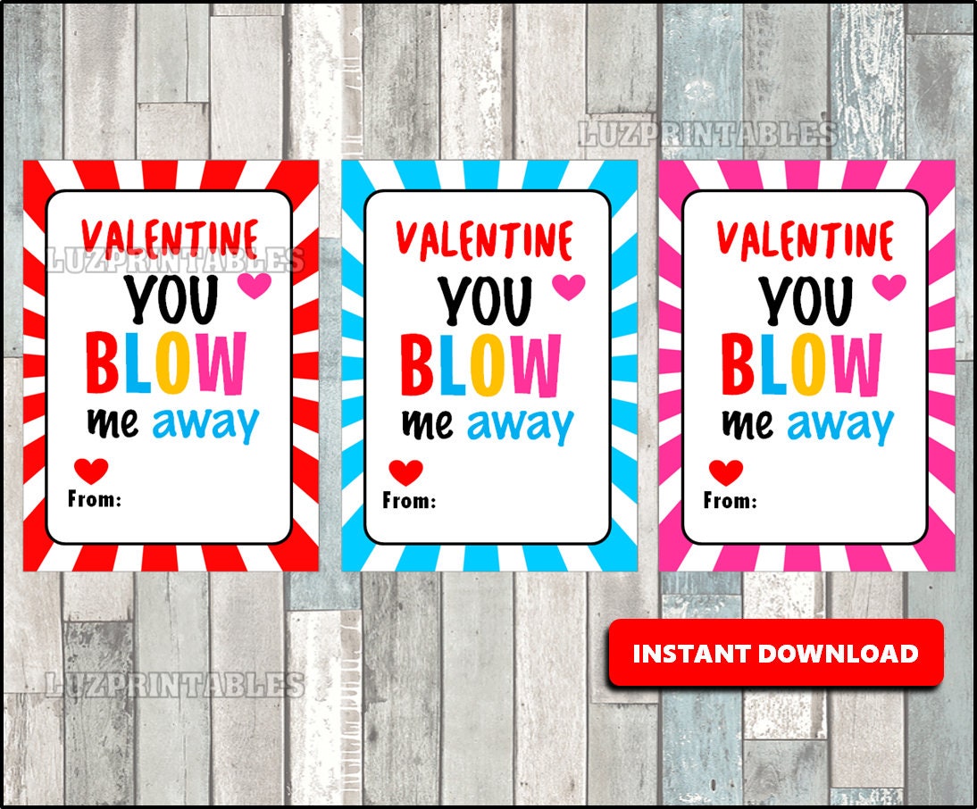 PRINTABLE Bubble Gum Valentines Kids Valentine Cards Bubble | Etsy