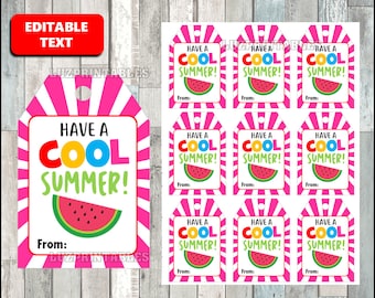 Have a Cool Summer Tag, End of School Year Tag, Candy Tag, End of Year Treat Tag, Printable End of Year Favor Tag, Kids Tags for school