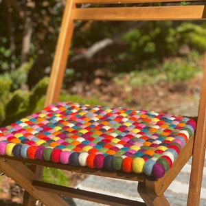 Felted Wool Cushion / Square Chair Pad / Felted Wool Coaster (Handmade in Nepal) / Multicolored Cushion/ Rainbow Cushion/Mother’s Day Gift