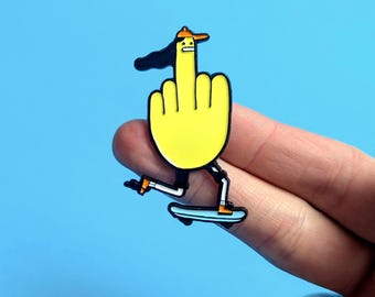 Skate Or Die Enamel Pin Skating Middle Finger Lapel Pin