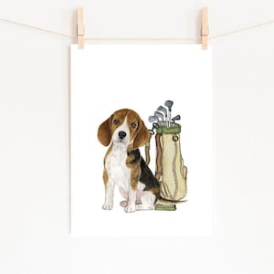 Golf Nursery Print, PRINTABLE, Beagle Playing Golf, Baby Boy Room Nursery Décor, Gender Neutral, Sports Nursery Wall Art, Golf Theme Nursery
