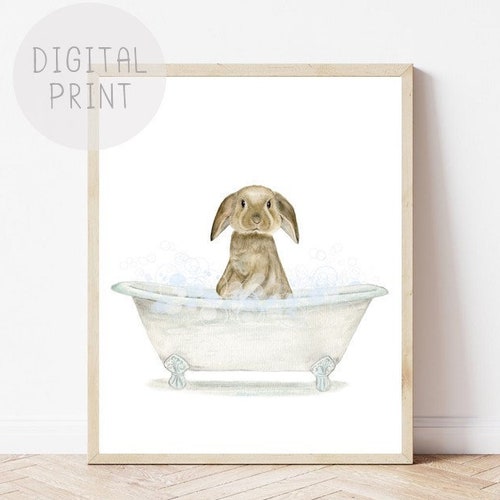 Bathtub Art Print Flowers in Tub Bathroom Wall Art Bubbles Etsy