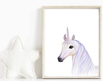 Watercolor Unicorn Print, Kids Room Decor (Digital Download)