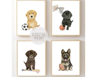 mix /& match Watercolor kids room art Puppy animal art Puppy watercolors Puppy Nursery animal prints Puppy wall decor Set of 4 prints