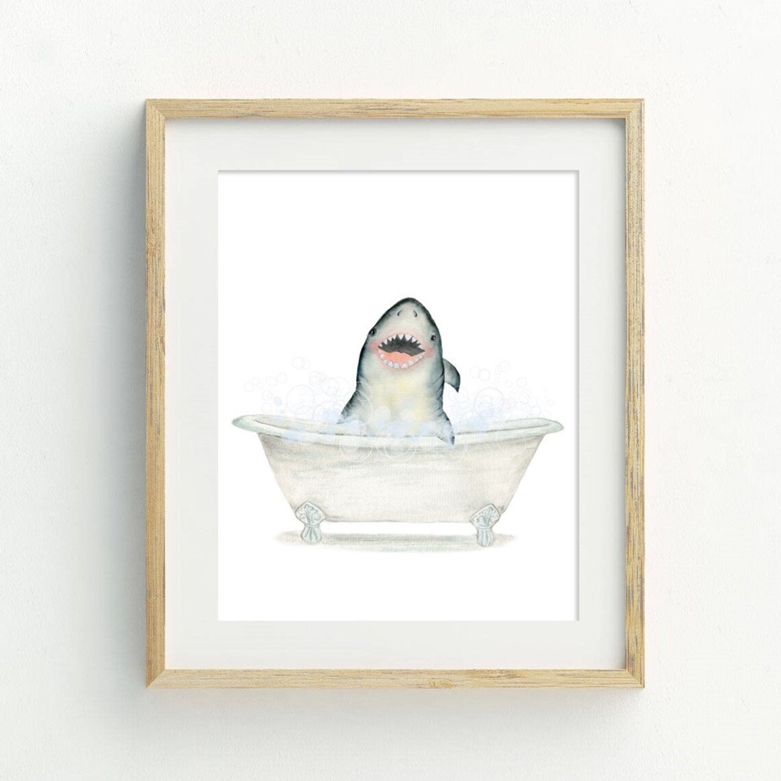 Baby Shark in a Bathtub Print Bathroom Art PRINTABLE Shark Etsy