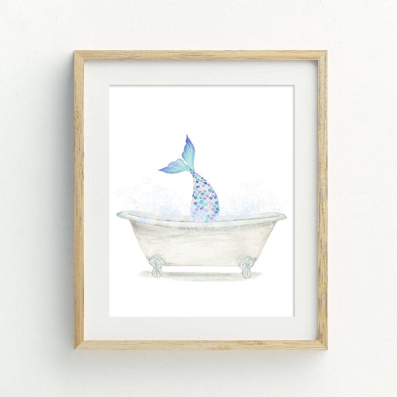 Mermaid Bathroom Art Mermaid Tail Print PRINTABLE. Mermaid - Etsy