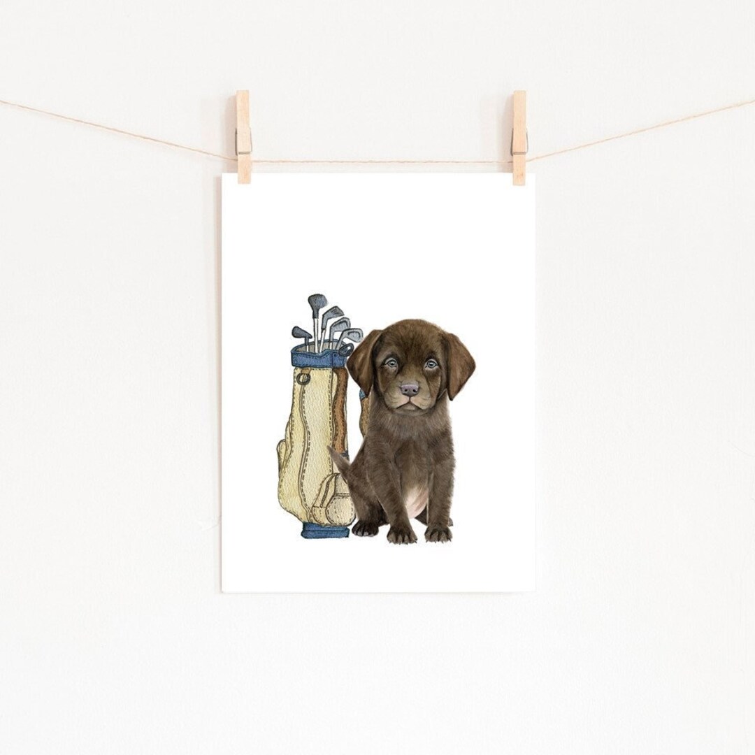 Golf Nursery Decor, PRINTABLE, Dog Playing Golf, Golf Nursery Wall Art ...