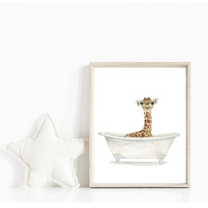 Giraffe in einer Badewanne Druck Kinder Badezimmer Kunst | Etsy