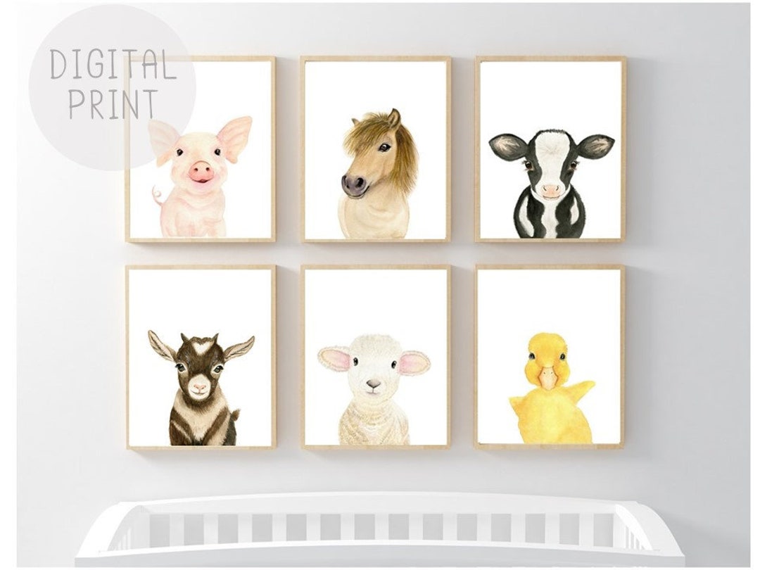 Set of 6 Farm Nursery Print Baby Animal Prints PRINTABLE Farmhouse ...