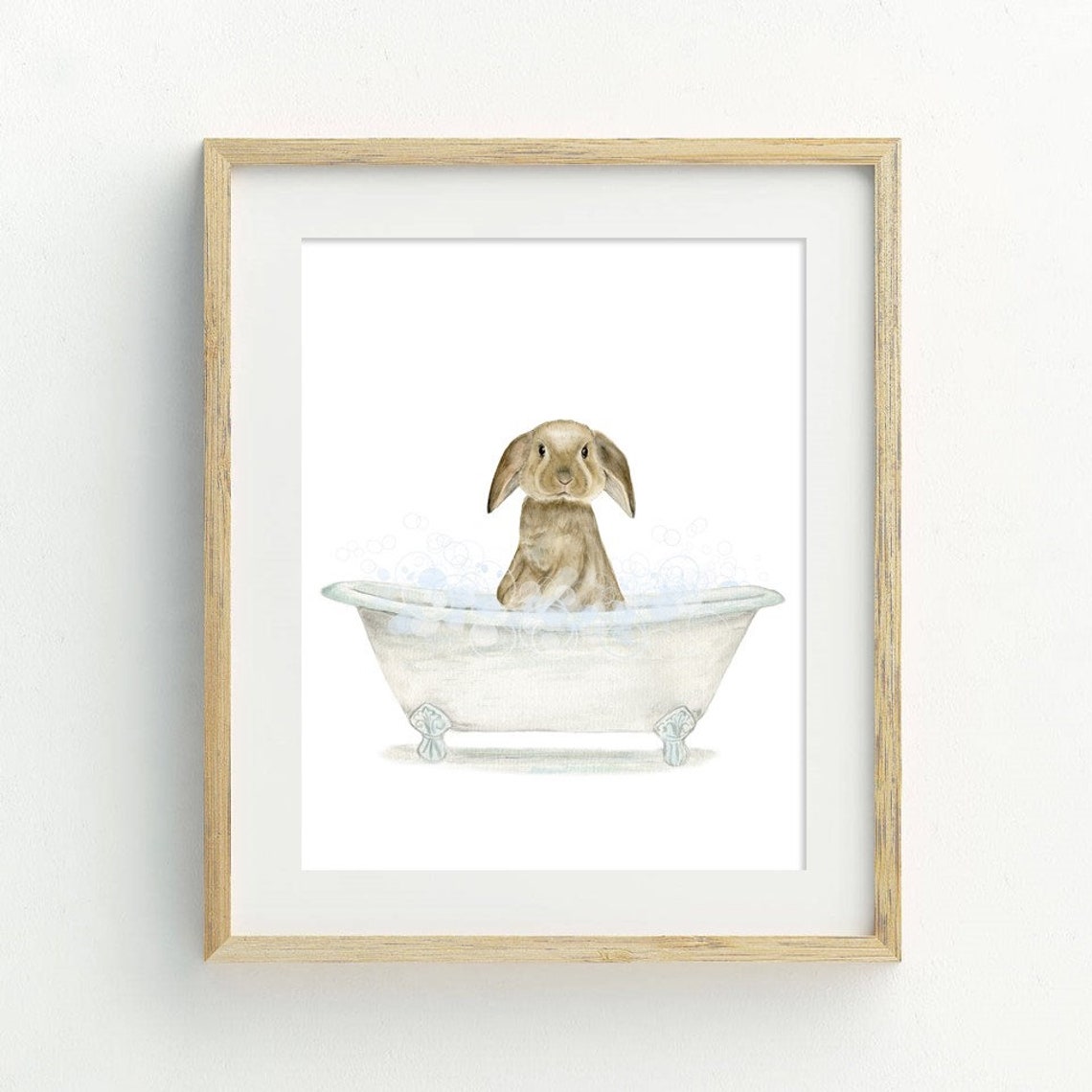 Bunny in a Bathtub Print Child's Bathroom Art PRINTABLE Etsy
