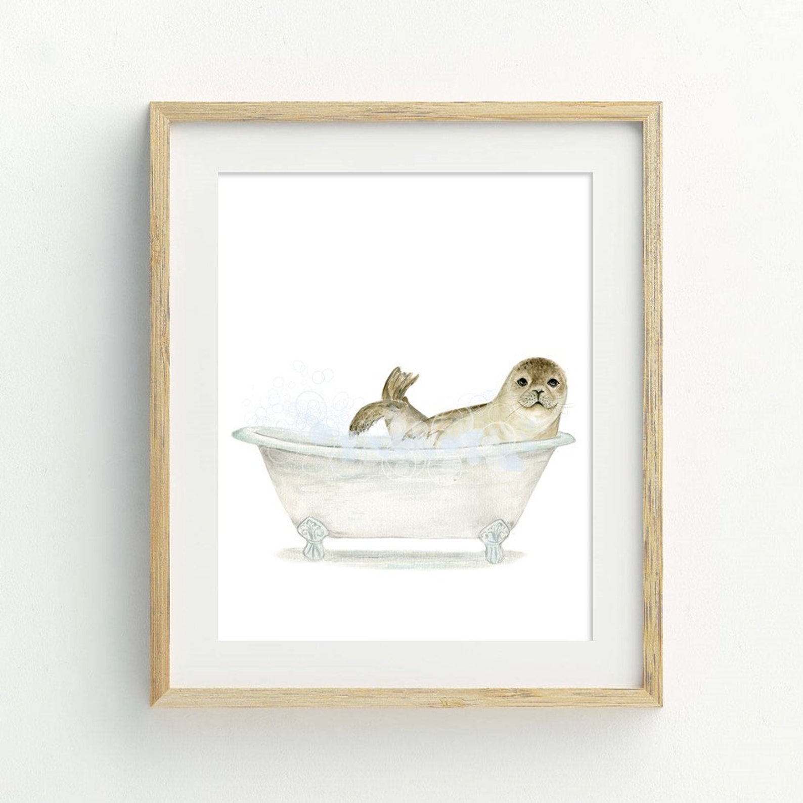 Seal Bathtub Animals in Bathtub Wall Art PRINTABLE Baby Etsy