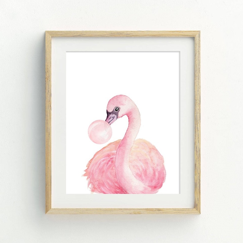 Baby Flamingo Nursery Print PRINTABLE Pink Bubble Nursery Art - Etsy