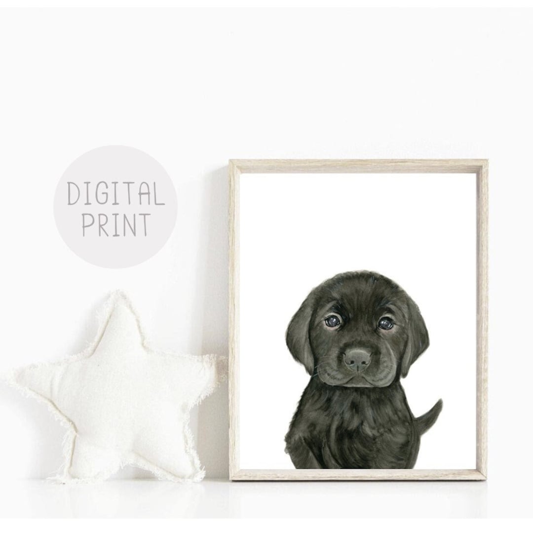 Black Lab Puppy Print, PRINTABLE, Gender Neutral Nursery Decor