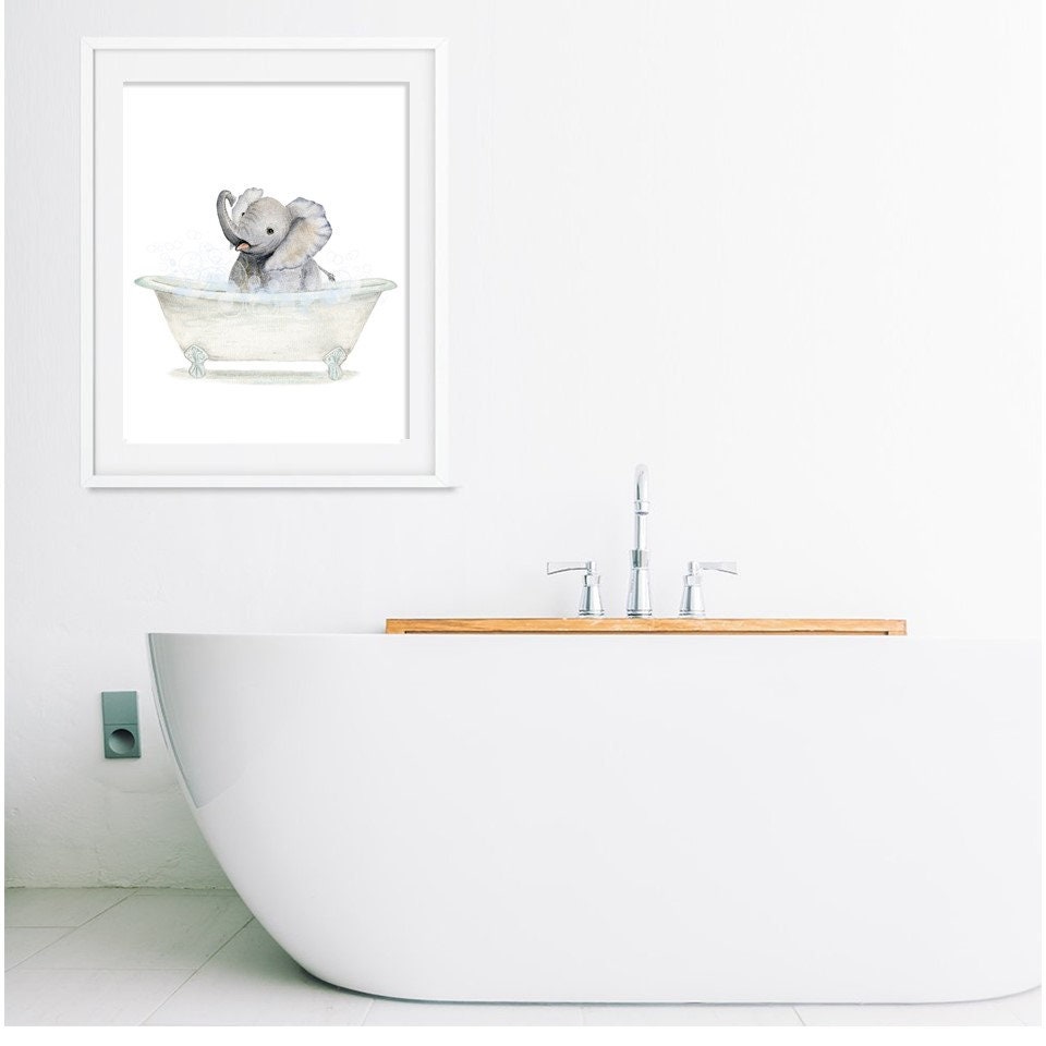 Baby Elephant Bathtub Bathroom Art PRINTABLE Baby Elephant - Etsy