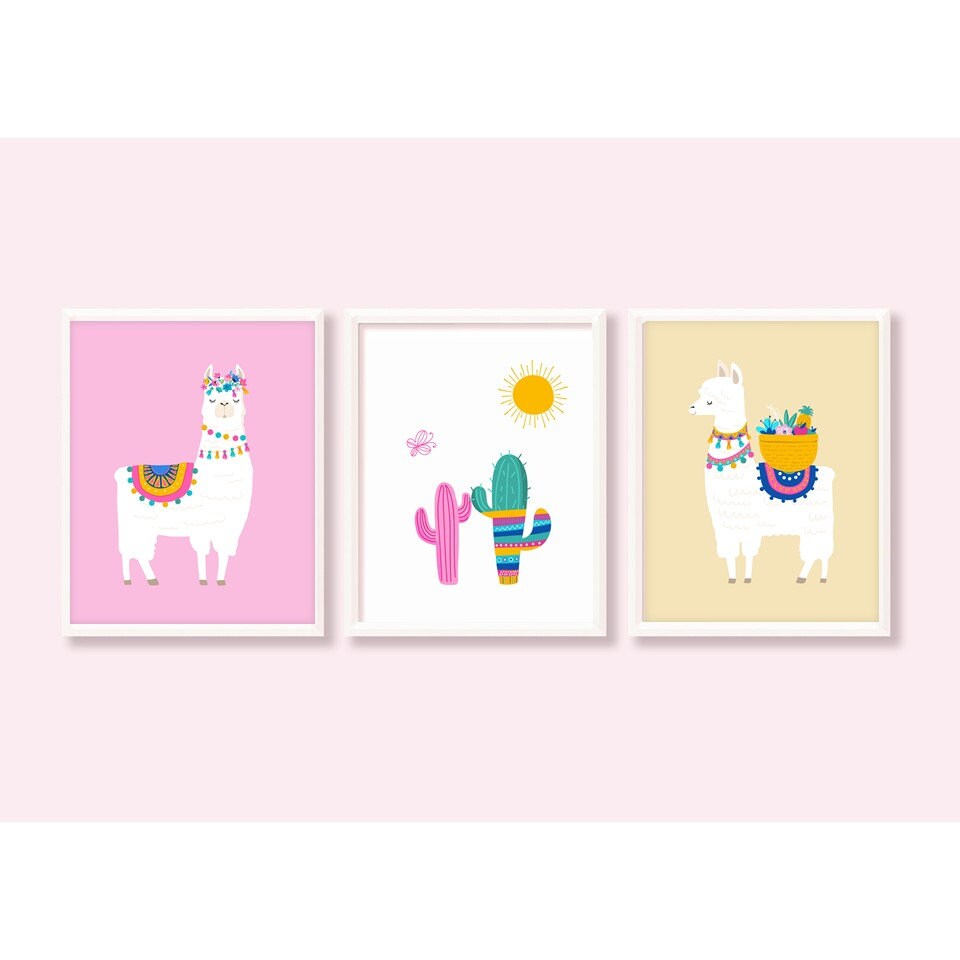 LLAMA Nursery Wall Decor Set Llama Girl Bedroom Wall Art ...