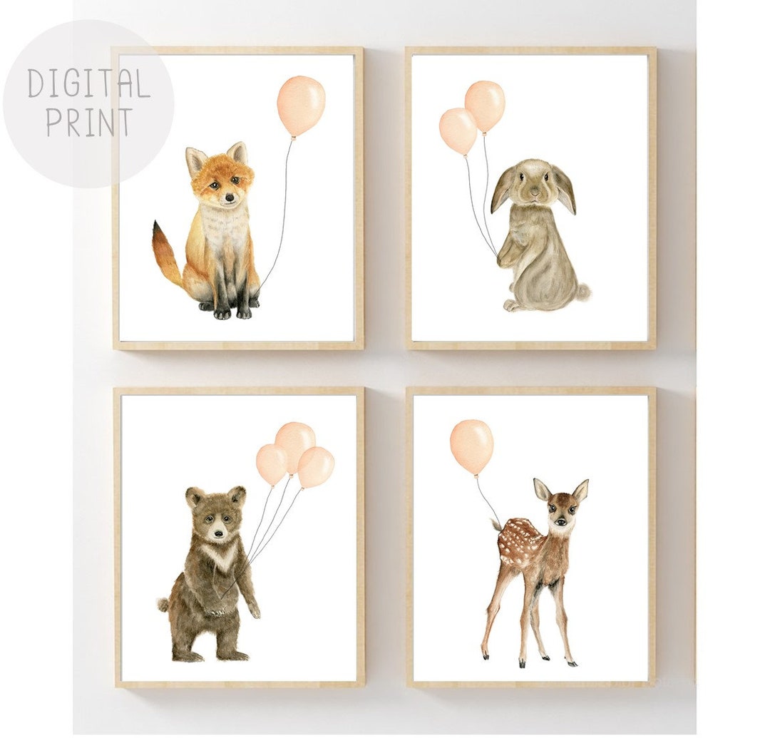 Set of 4 Baby Girl Nursery Decor PRINTABLE Blush Pink Wall Art Peach ...