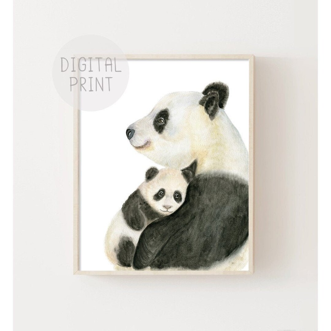 Panda Nursery Art, PRINTABLE, Mama and Baby Panda, Father and Baby ...
