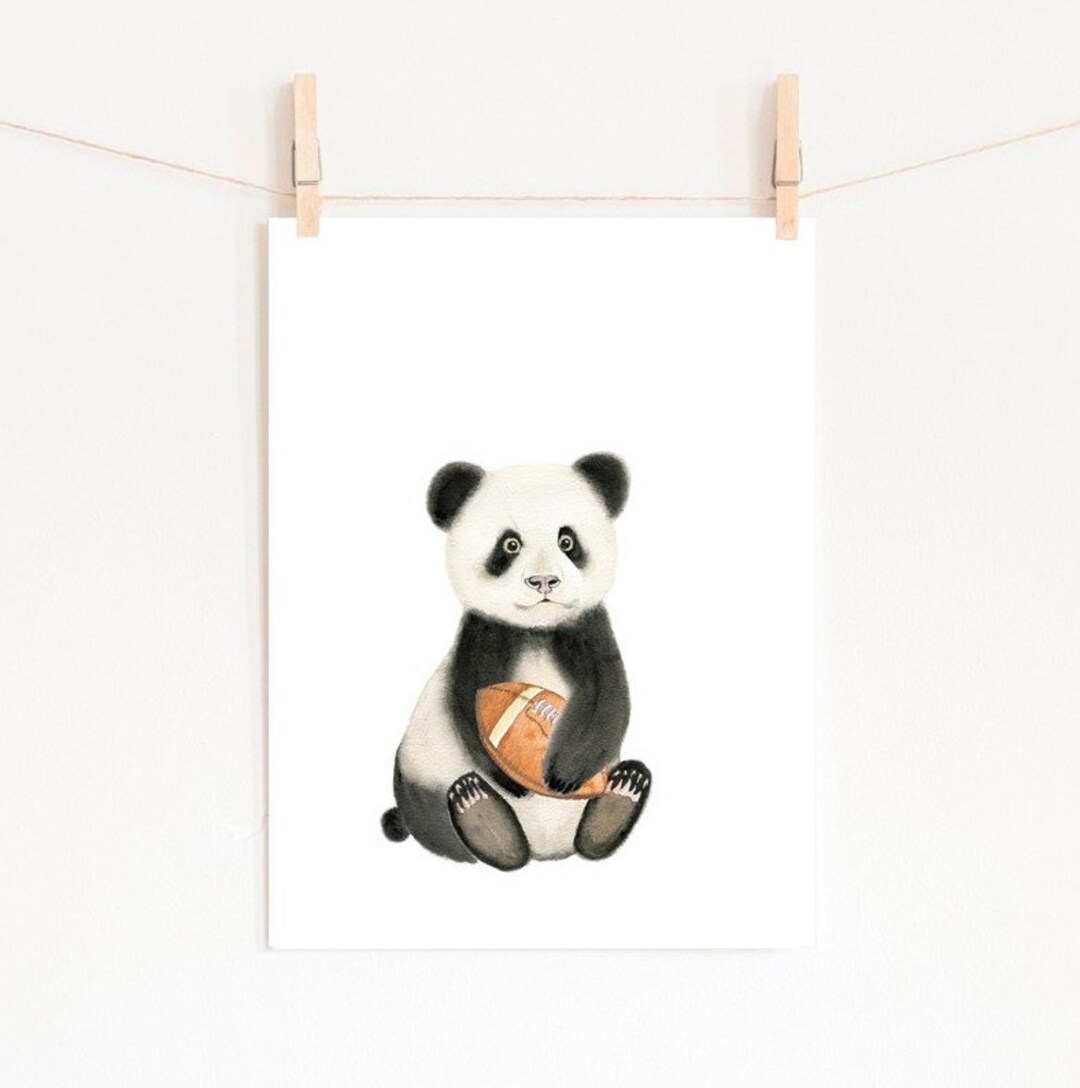 Panda Nursery Decor PRINTABLE Baby Panda Playing Football Boy Room ...