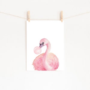 Baby Flamingo Nursery Print PRINTABLE Pink Bubble Nursery Art Flamingo ...